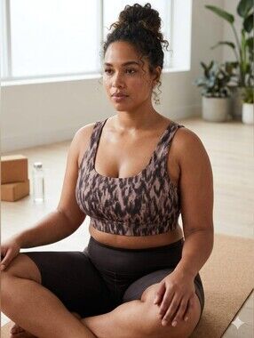 GapFit PowerYou Studio Square Neck Bra Neutral Ikat XXL